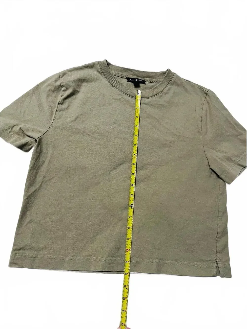 J. Crew Neutral Beige Crop Baby Tee Top Shirt Cotton Minimalist Clean Girl Small